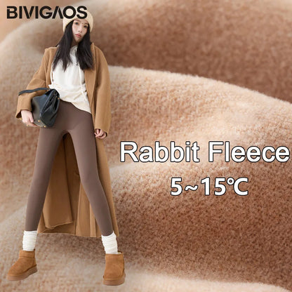 Winter High Waist Fleece Sharkskin Leggings Women Seamless Slim Tight-Fit Velvet Thickened Elastic Warm leggings
