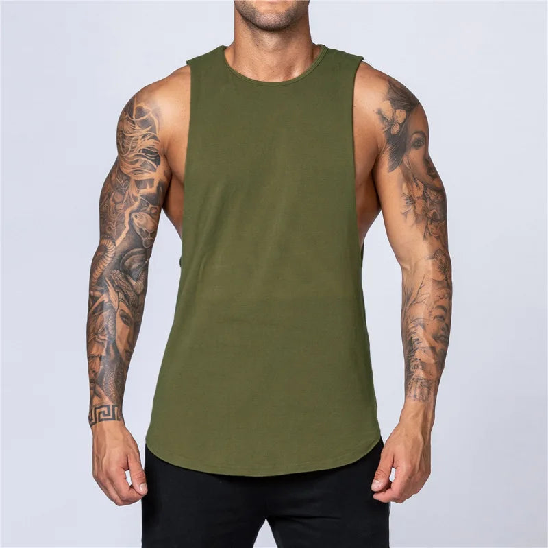 Bodybuilding Muscle Exercise Undershirt Men Gym Sports Cotton Moisture Wicking and Breathable Casual Vest Printed Workout Tops