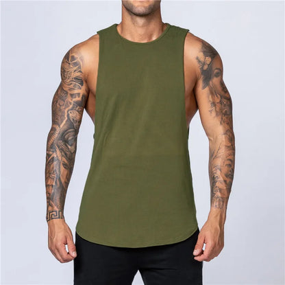 Bodybuilding Muscle Exercise Undershirt Men Gym Sports Cotton Moisture Wicking and Breathable Casual Vest Printed Workout Tops