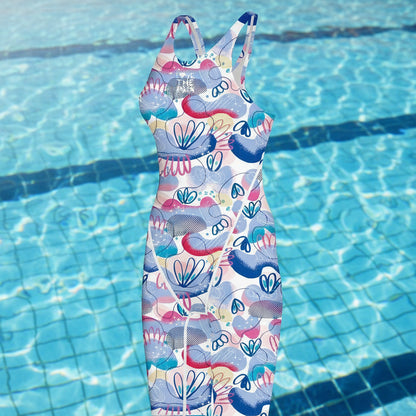 Women Open Back Kneeskin Tech Suit Swimsuit Competition Training Neck to Knee Swimsuit One-piece Jumpsuit Professional Swimsuit