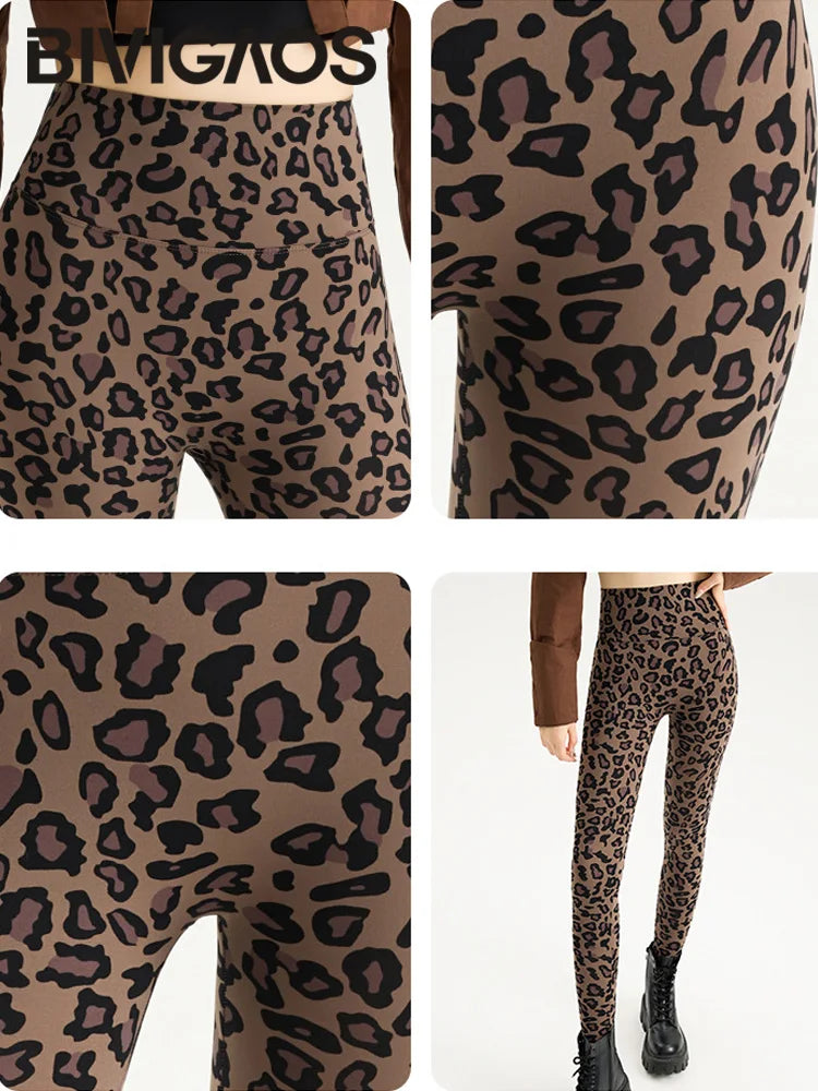 Spring Autumn Leopard Sharkskin Leggings Women High Waist Elastic Tight Yoga Leggings Slim Sports Fitness Leggings