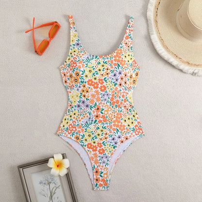 Retro Floral One Piece Swimsuits Closed Women's Swimwear Push Up For Swimming Wear Body Bathing Suits Beachwear Pool Bather