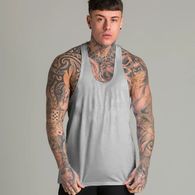 Mens Casual Fashion Tank Top Gym Fitness Workout Cotton Sleeveless Shirt Summer Clothing Male Extend Long Singlet Hip Hop Vest