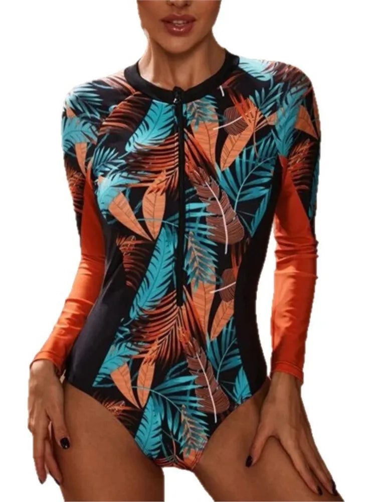 Rash Guard Swimsuit Women Summer Bathing Suit Long Sleeve Swimwear Women Beach Swimming Suit For Female