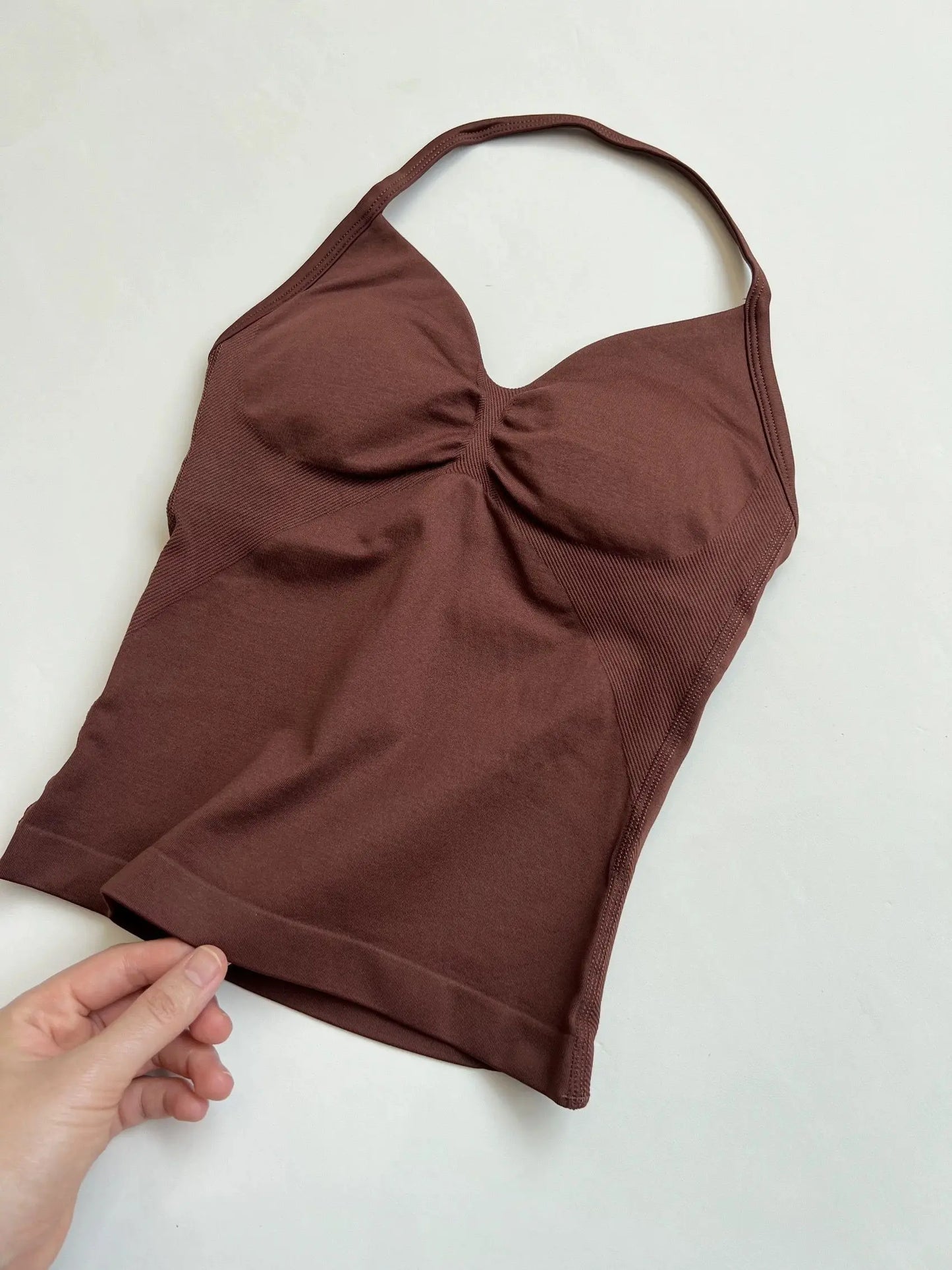 Longline Strappy Gym Top Custom Logo Backless Gym Clothes Women Scrunch Built-in Bra With Removable Cups Yoga Tank Tops
