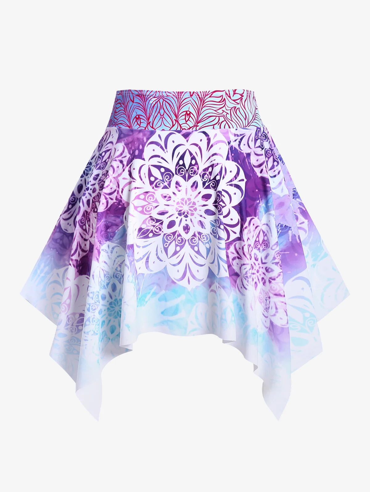 Plus Size Women's Three-Piece Padded Tankini Swimsuit Stripe Colo block Bikinis Set, Or Purple Ethnic Printed Swimwear
