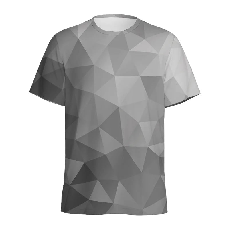 Men's T-Shirts Colorful Polygonal Pattern 3D Print Sports Shirt Woman Gym Summer Short Sleeve Fitness Sportswear Round Neck Tops