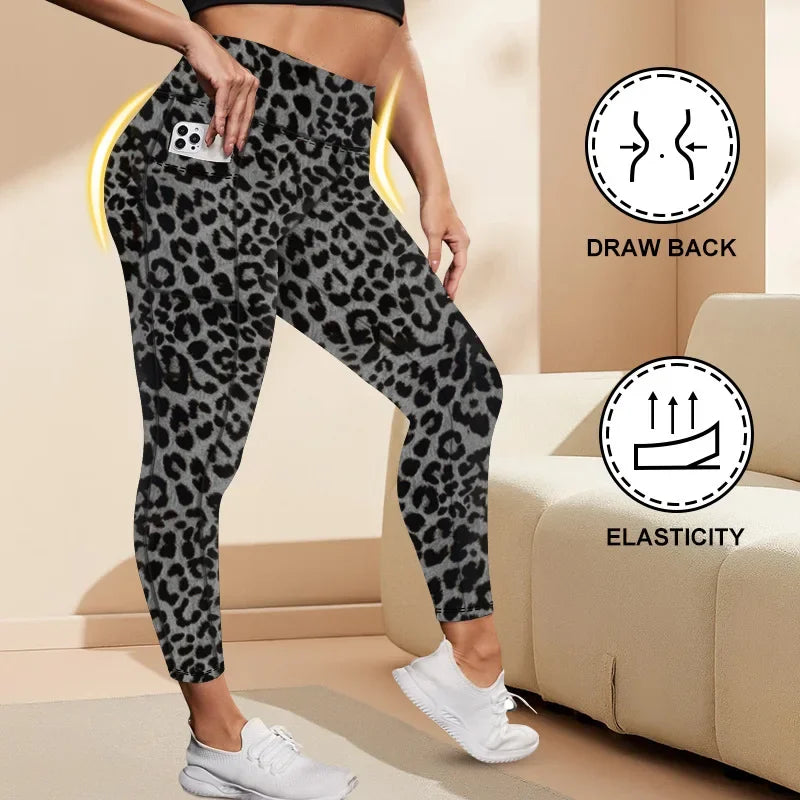 Women's High-Waisted Plus Size Yoga Leggings Butt-Lifting Workout Leggings with Pockets Elastic Activewear for Gym & Running