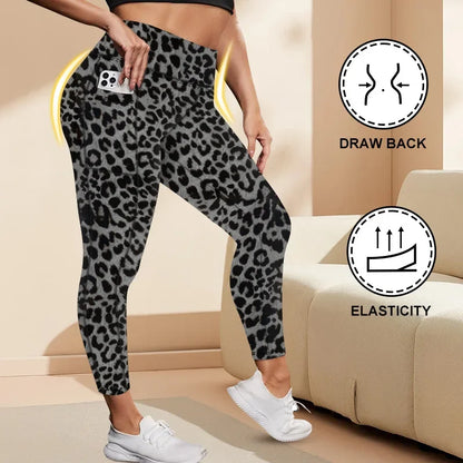 Women's High-Waisted Plus Size Yoga Leggings Butt-Lifting Workout Leggings with Pockets Elastic Activewear for Gym & Running