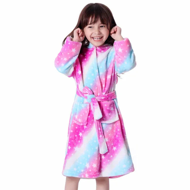 Children Bath Robe Baby Towel Children's Unicorn Hooded Bathrobes for Boys Girls