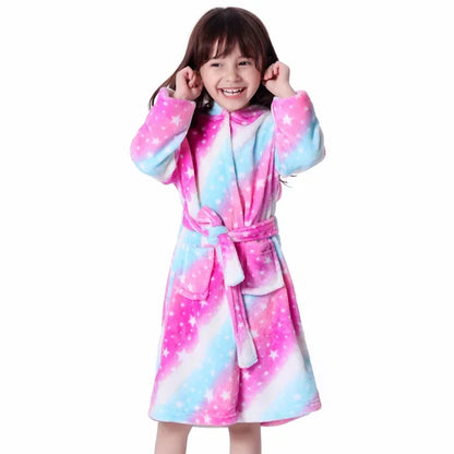 Children Bath Robe Baby Towel Children's Unicorn Hooded Bathrobes for Boys Girls