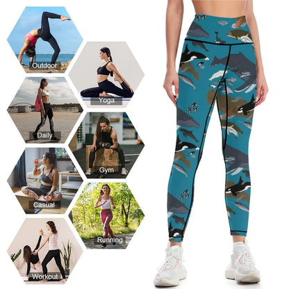 I Am Thankful For Cetaceans Leggings workout clothes for Training pants Women's sportswear Womens Leggings