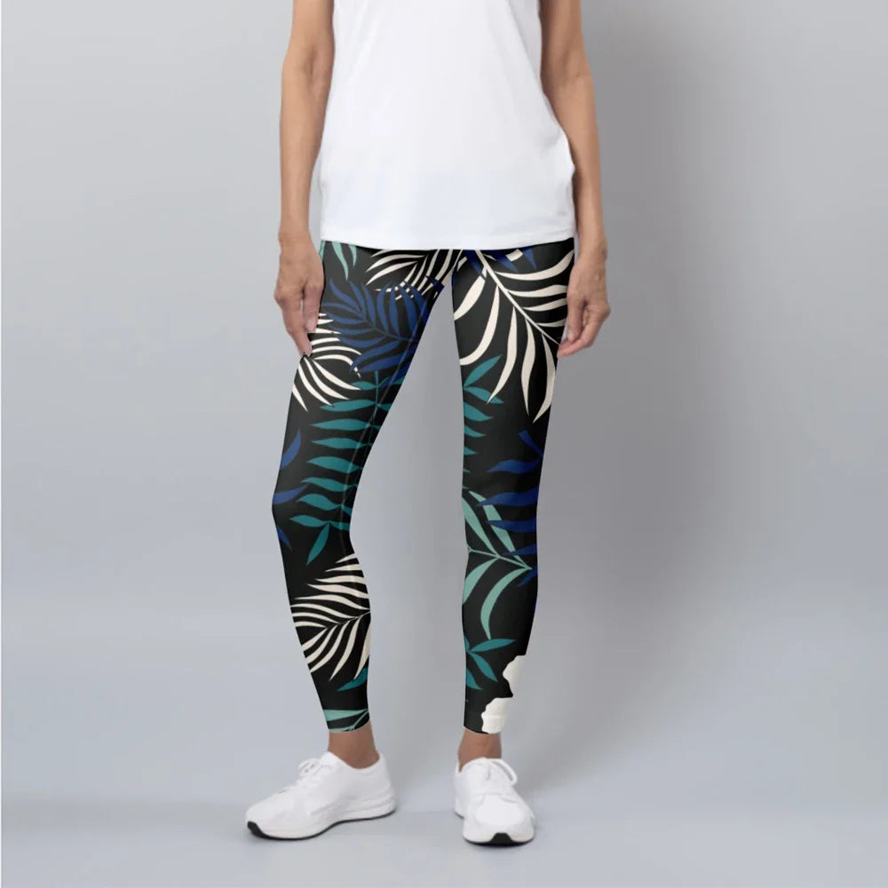 Fitness Leggings High Waist 3D Flowers Pattern Digital Print Casual Trousers Woman's Leggings