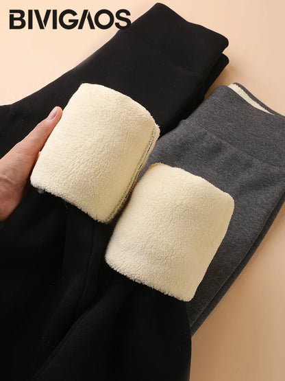 Extra Thick Lamb Velvet Cotton Leggings Women Autumn Winter Thicken Warm Leggings High Waist Berber Fleece Cotton Pants