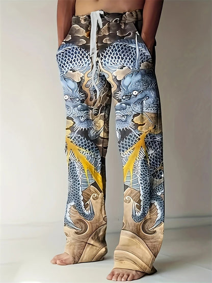 Spring And Summer Men's Casual Pants Fashion Digital Gradient Printing Men's Sweatpants Men's Loose Drawstring Hawaii Beach Pant