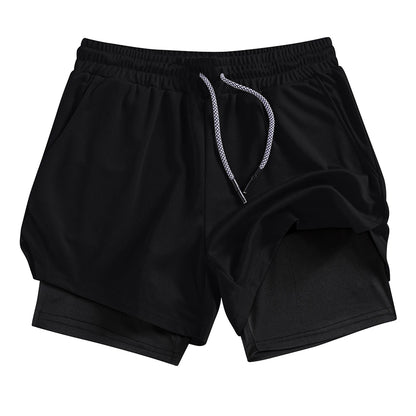Men's Summer double-deck Quick Dry Gym Athletic Workout Casual Shorts Comes in Many Colors with Compression Liner and Towel Loop
