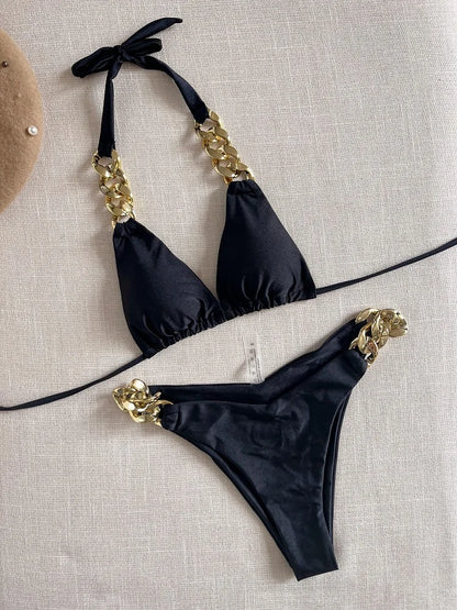 String Bikini Triangle Bathing Suit for Women Brazilian Bikini Set 2-piece Halter Swimwear Push Up Swimsuit