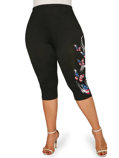 Plus Size High Waist Capri Leggings Ladies Yoga Body Shaping Black Casual Jeggings 3D Printed Skinny Pencil Pants 5XL