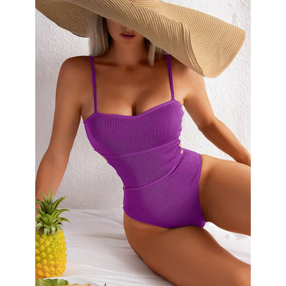 Swimsuit One Piece Solid Swimwear Women One-piece Bathing Swim Suit Female Padded Beach Wear Swimming Summer