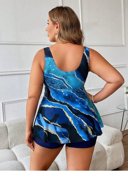 Plus Size Swimwear Women Tankini Woman Swimsuits Two Piece Swimsuit Bikini Beachwear Big Size Bathing Suit Monokini