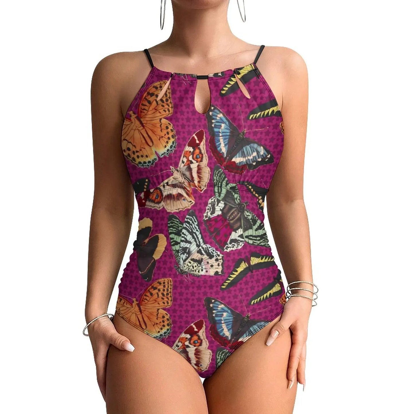 Butterfly Swimsuit Colorful Animal Women Swimwear One-Piece Stylish Swimsuits Holiday Pool Push Up Cut Out Beach Outfits
