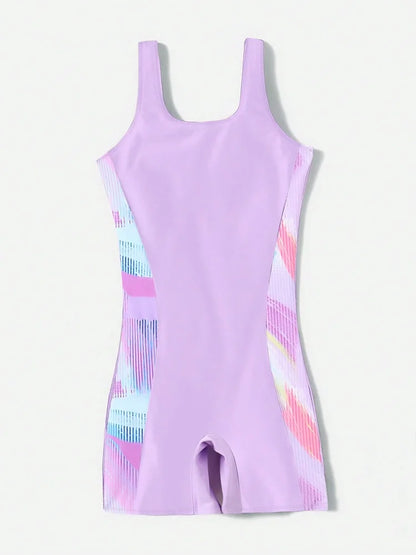 One Piece Swimsuit Girls Kids Striped Sling Children Swimwear Summer Backless Bodysuit Beach Wear Bathing Suit Swimming