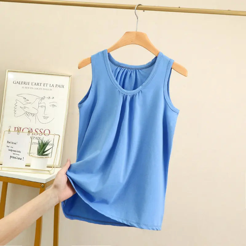 Large size Tank Tops Loose Folds Summer women Modal sleeveless Tshirts Solid color Homewear Top Bottoming Vest XL to 6XL