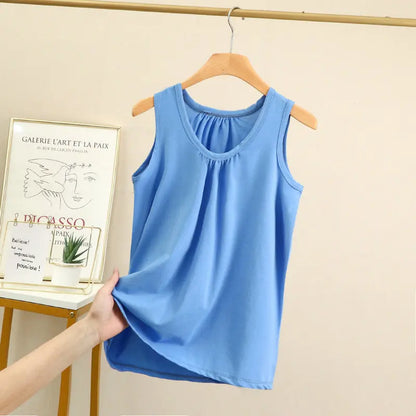 Large size Tank Tops Loose Folds Summer women Modal sleeveless Tshirts Solid color Homewear Top Bottoming Vest XL to 6XL