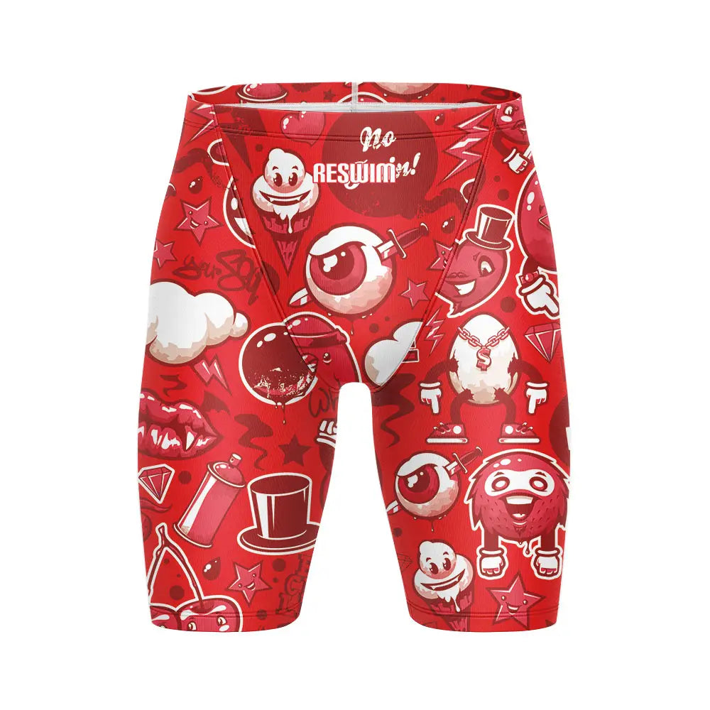 Men's Swim Jammer Athletic Practice Knee-Length Swimsuit Shorts Beach Tights Shorts Swim Pool Pants Swimming Trunks Swimwear