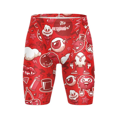 Men's Swim Jammer Athletic Practice Knee-Length Swimsuit Shorts Beach Tights Shorts Swim Pool Pants Swimming Trunks Swimwear