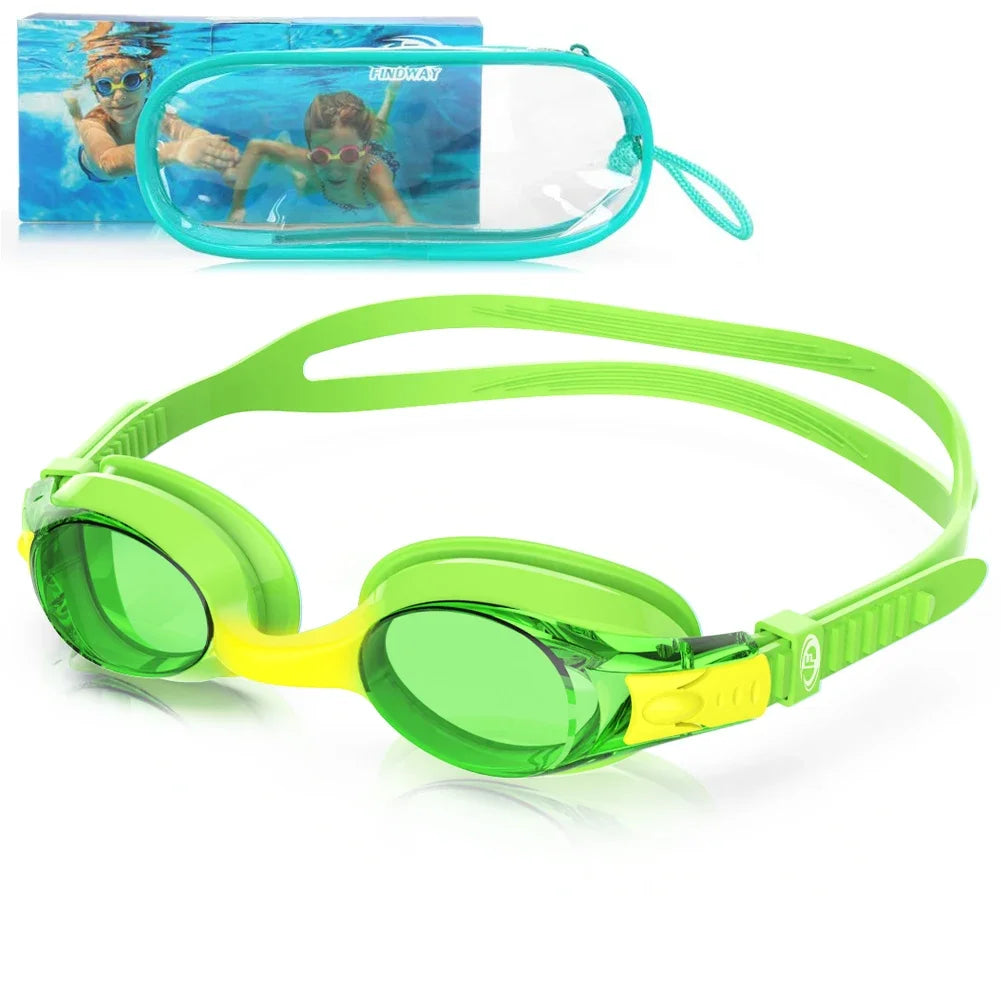 Findway Child Swimming Glasses Upgrade Waterproof Anti Fog UV  Professional Diving Swimming Glasses Eyewear Kids for Age 3-10