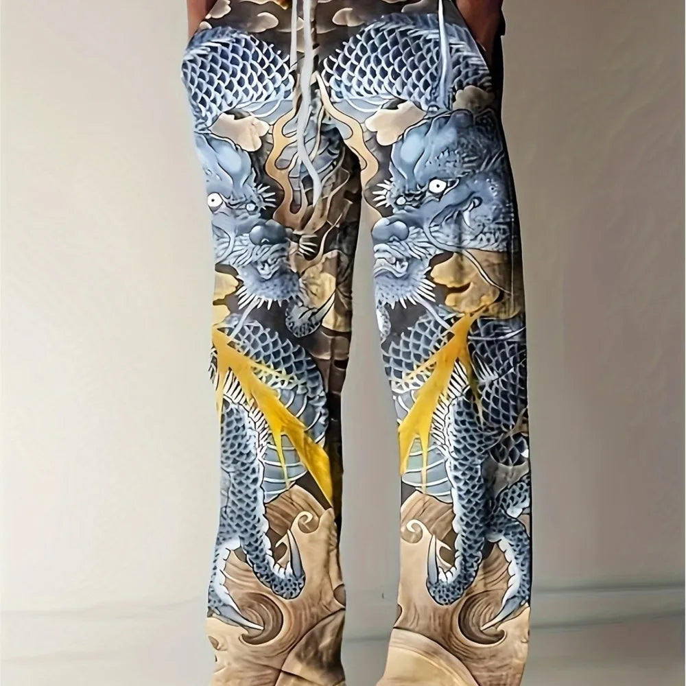 Men's Pants Casual Slim Loose Lightweight Pants Stretch Drawstring Beach Travel Essential Pants