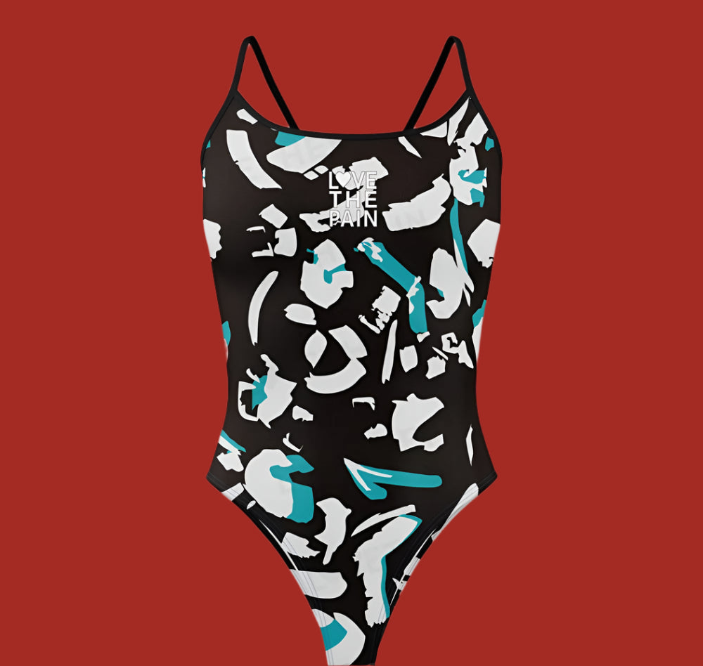Love The Pain One Piece Swimsuit Thin Straps Versatile V-back Women's Swimwear Sports Triathlon Training Swimsuit