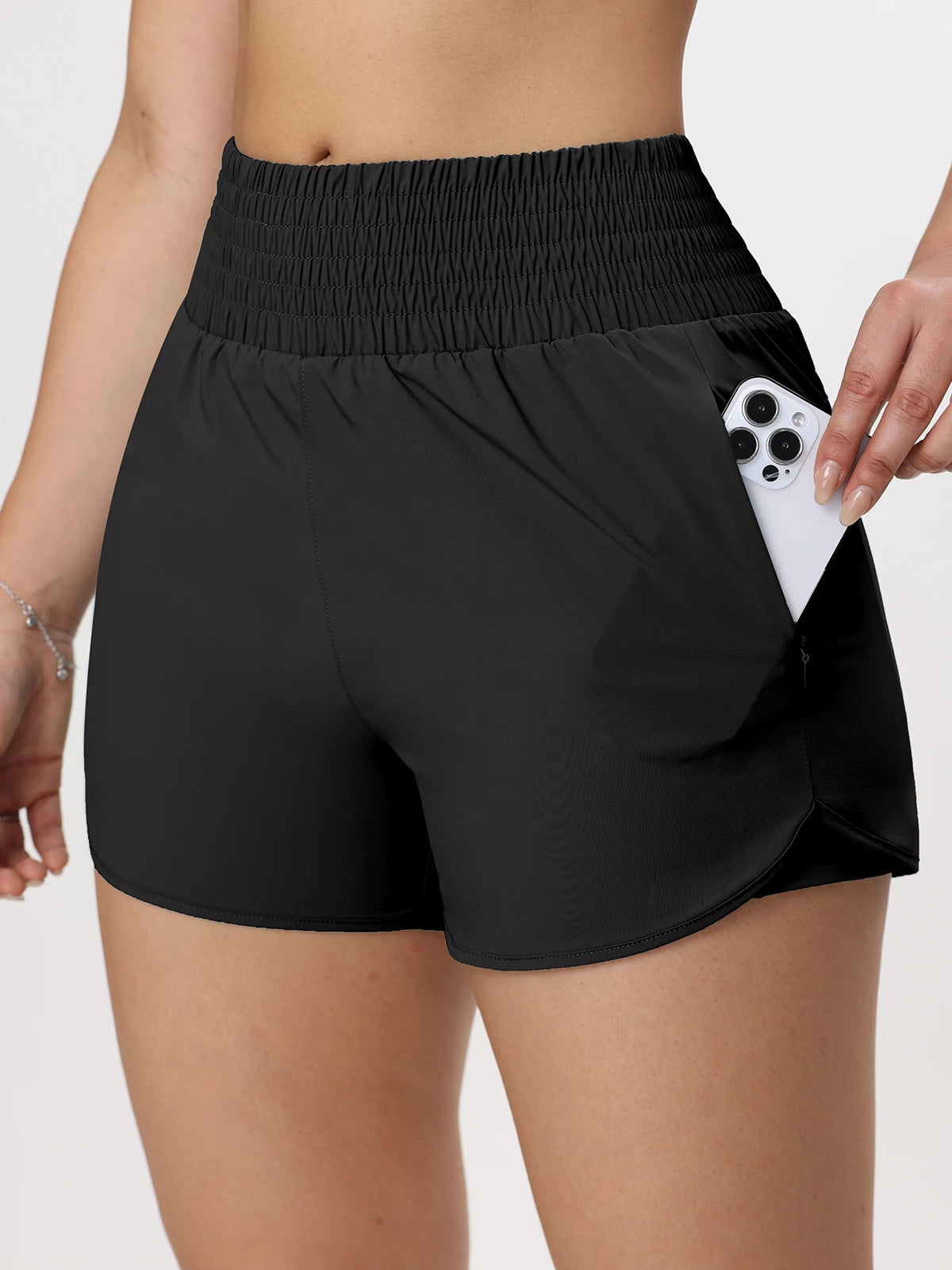 2024 Pockets Shorts Woman High Waist Fashion Stretch Athletic Sport Shorts Woman Running Outdoors Fitness Short Pants