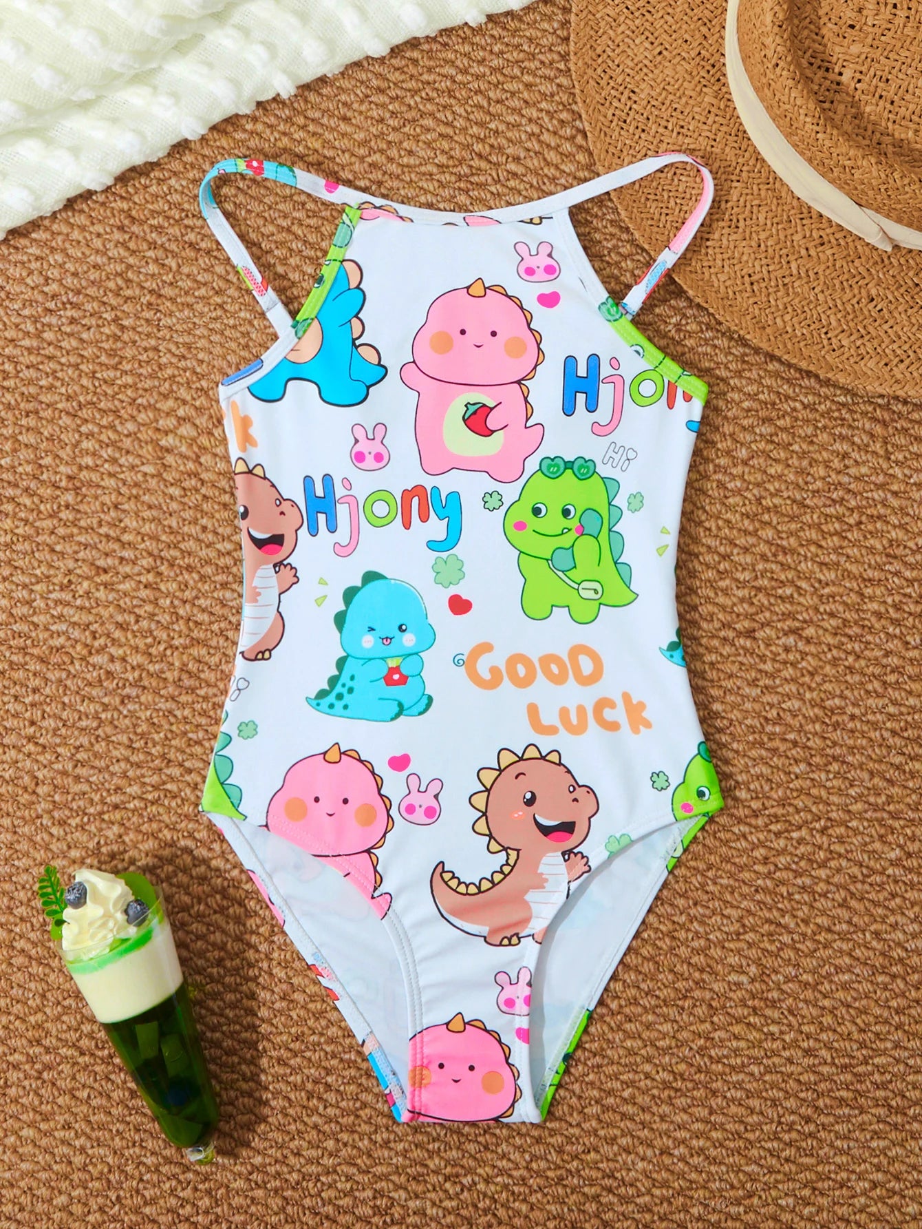 Printed Girls Swimsuit One Piece Kids Strappy Swimwear Children Swimming Bathing Swim Suit Beachwear
