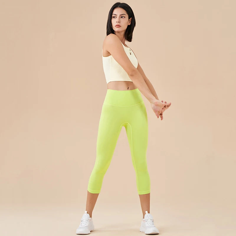 Women's High-Waisted Capri Yoga Leggings with Hidden Pocket