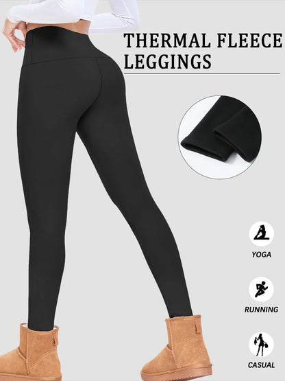 High Waisted Fleece-Lined Leggings for Women,Thick Soft Tummy Control Workout Running Yoga Thermal Warm Pants for Cold Winter