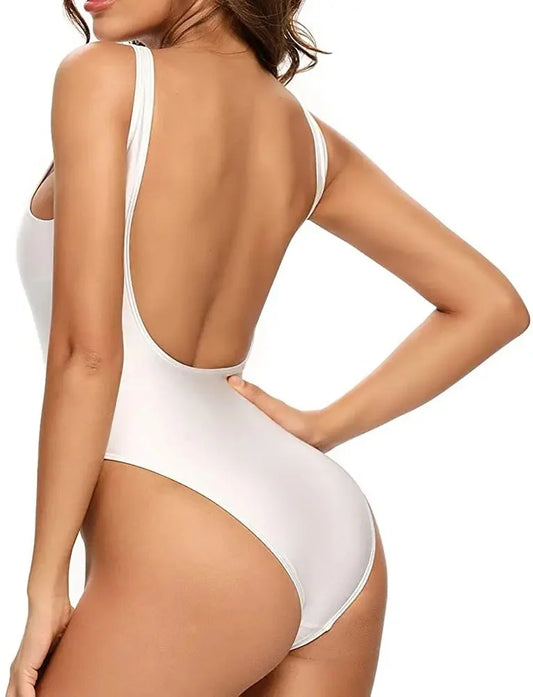Backless Tight One-Piece Surfing Swimsuit Belly Covering Cross-Border Swimwear Tight Fit Monokini Bathing Suit