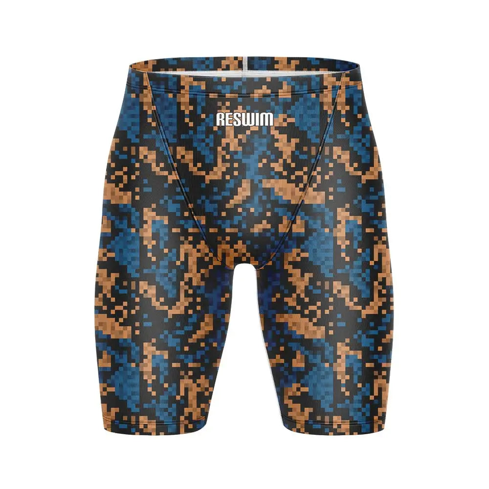 Summer Men's Printing Swim Jammer Shorts Athletic Training Swimsuit Beach Swimming Trunks Swimwear Lycra Tights Surfing Shorts