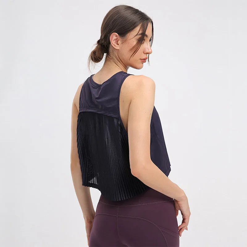 Summer Women's Yoga Shirt Sexy Sleeveless Mesh T-Shirt Sport Top Cover Up Quick Dry Gym Clothes Running Fitness Sportswear