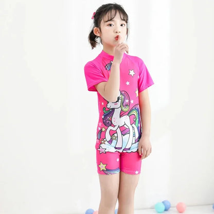 2-10Years Girl Swimwear Swimsuits UV Protective Long Sleeve Children Swimsuits Sport