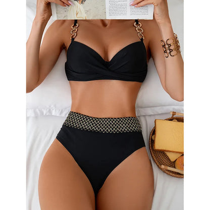 Cross Push Up Swimwear Women Hollow Strapped Bikini High Waist Brazilian Swimsuit Beach Lady Bathing Suit