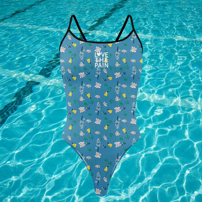Love The Pain Women One-Piece Swimsuit Pool Bathers Squad Back Monokini Bathing Suits Beachwear Triathlon Functional Training Swimwear