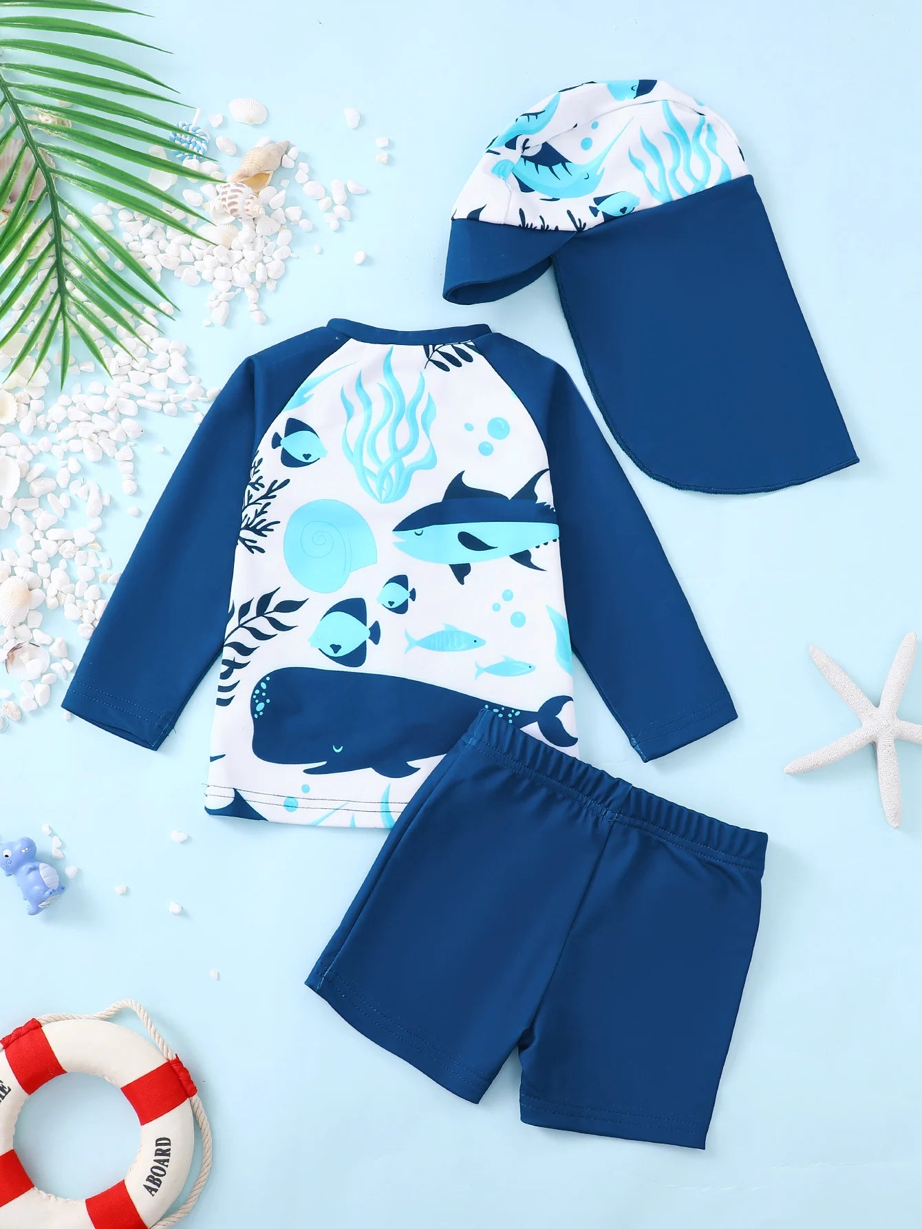 Baby Boy Swimsuit Set with fish Design Bathers.