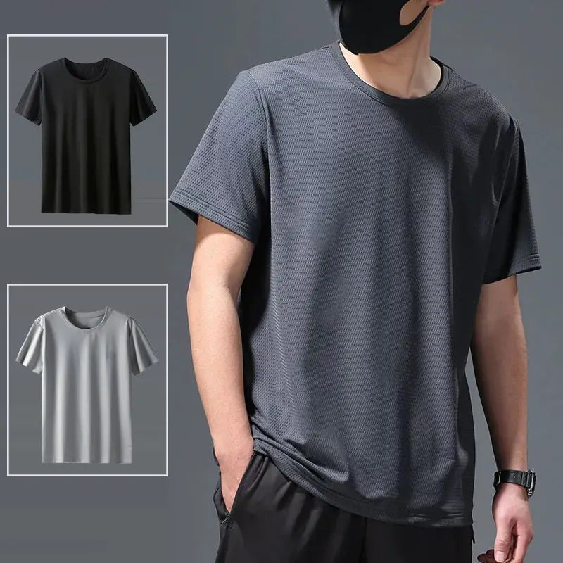 Plus Size 10XL 150KG summer Men sports Quick dry tshirts Short sleeve hole Breathable out door tees large size elasticity tops