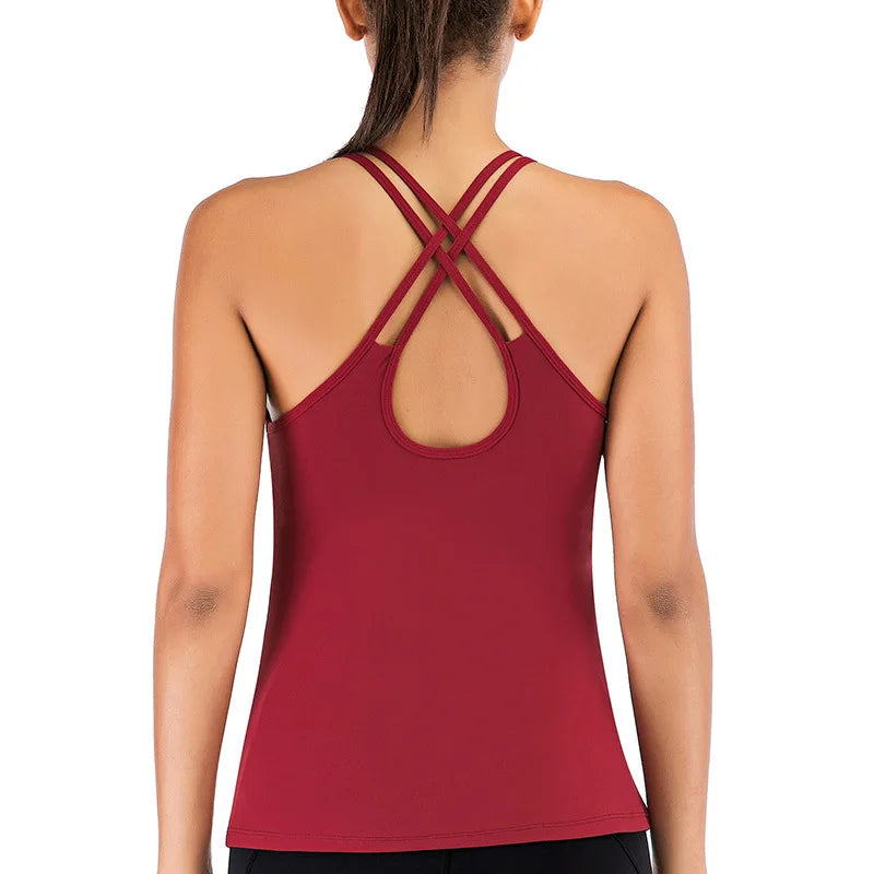 Women's Tank Workout Tops Sports Wear For Women Gym T-shirt Open Back Yoga Top Sport Blouses Woman Fitness Shirt Female Vest