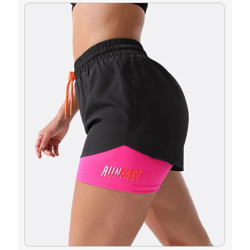 Outdoor Sports Shorts Anti Walking Light Speed Dry and Fake Two Piece Hip Lifting Shaping Drawstring Three Part Fitness Sports Pants