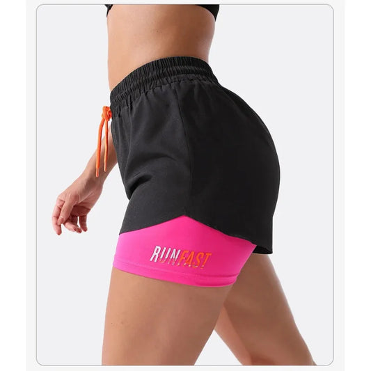 Outdoor Sports Shorts Anti Walking Light Speed Dry and Fake Two Piece Hip Lifting Shaping Drawstring Three Part Fitness Sports Pants
