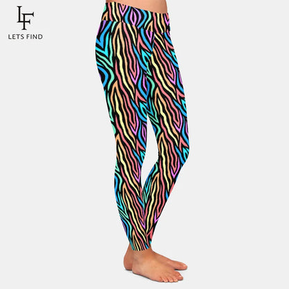 3D Colorful Abstract Zebra Pattern Digital Printing Leggings High Waist Soft Slim Fitness Leggings