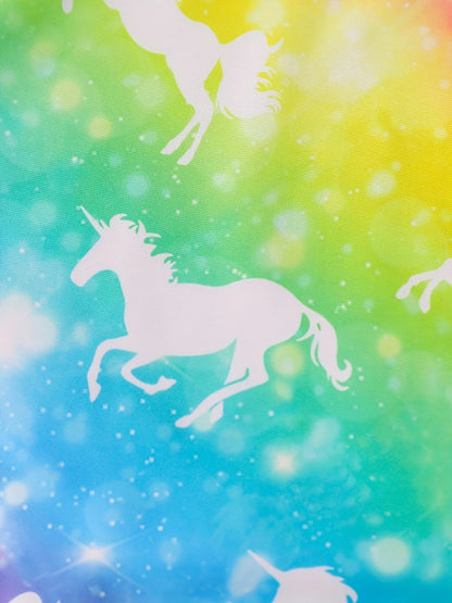 Girls Swimsuit, One-Piece All-Over Print Swimwear, Bikini Cut Bottom, Rainbow Shimmer Pattern, Beach Pool Bathing Style, Summer